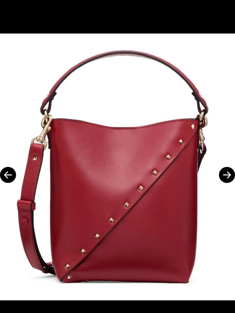 Valentino Red Stud-Accent Leather Shoulder Bag new